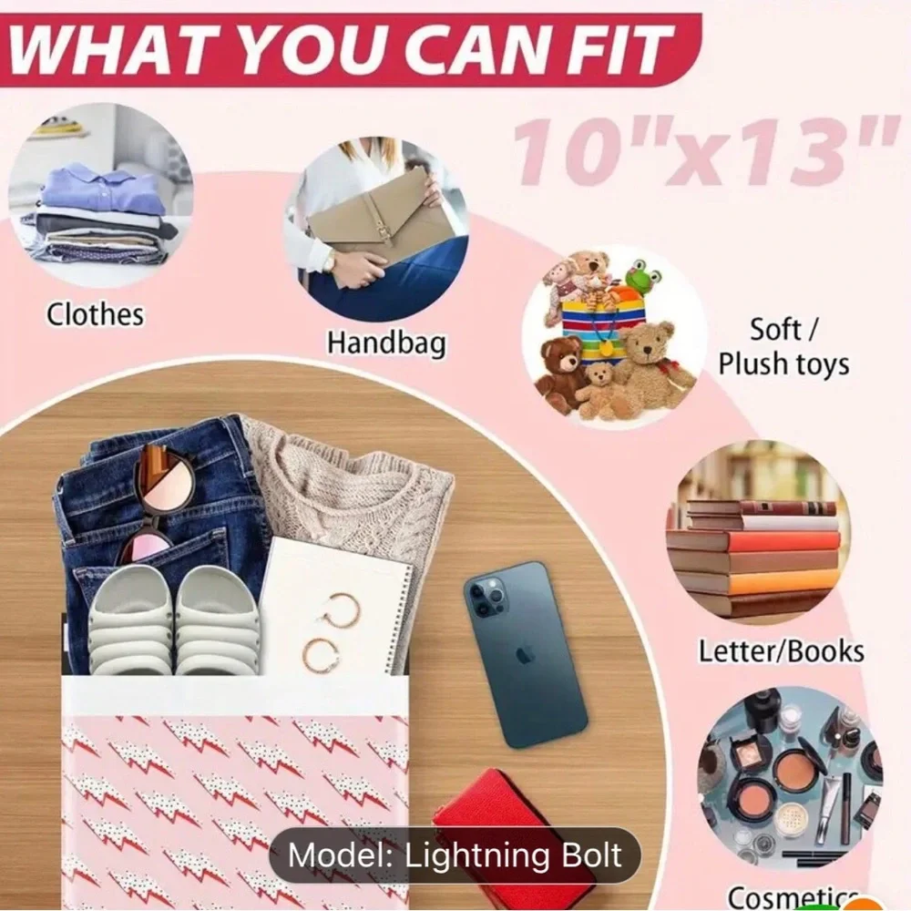 Polymailers (20) 10x13” Pink and Red Lightning Bolt Bags New with self sealing - Picture 5 of 7